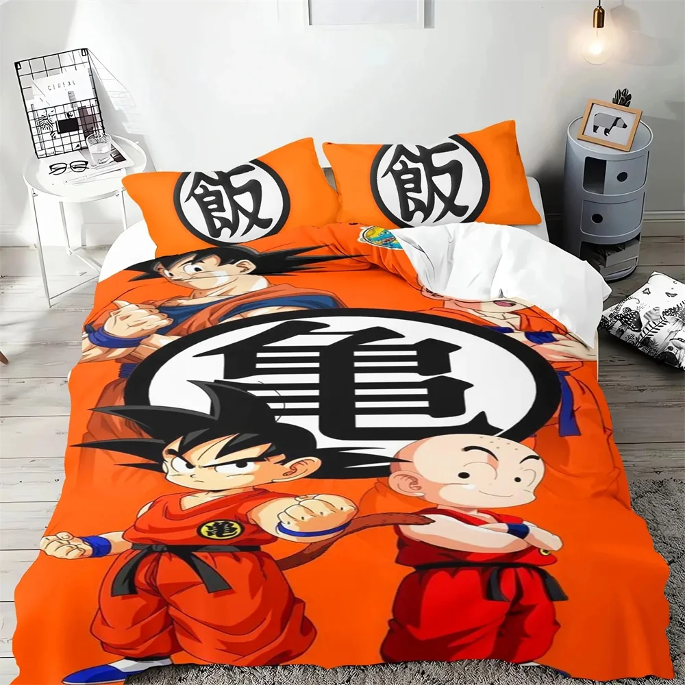 D-Dragon Ball Anime Duvet Cover Set Comforte Printed Cartoon Twin Size Bedding Sets Christmas Gifts 3-piece full size for kids