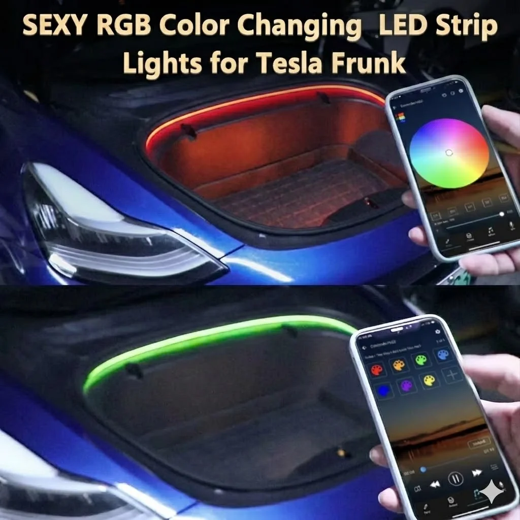 

For Tesla Model 3 2016-2020 White RGB LED Frunk Light Strip