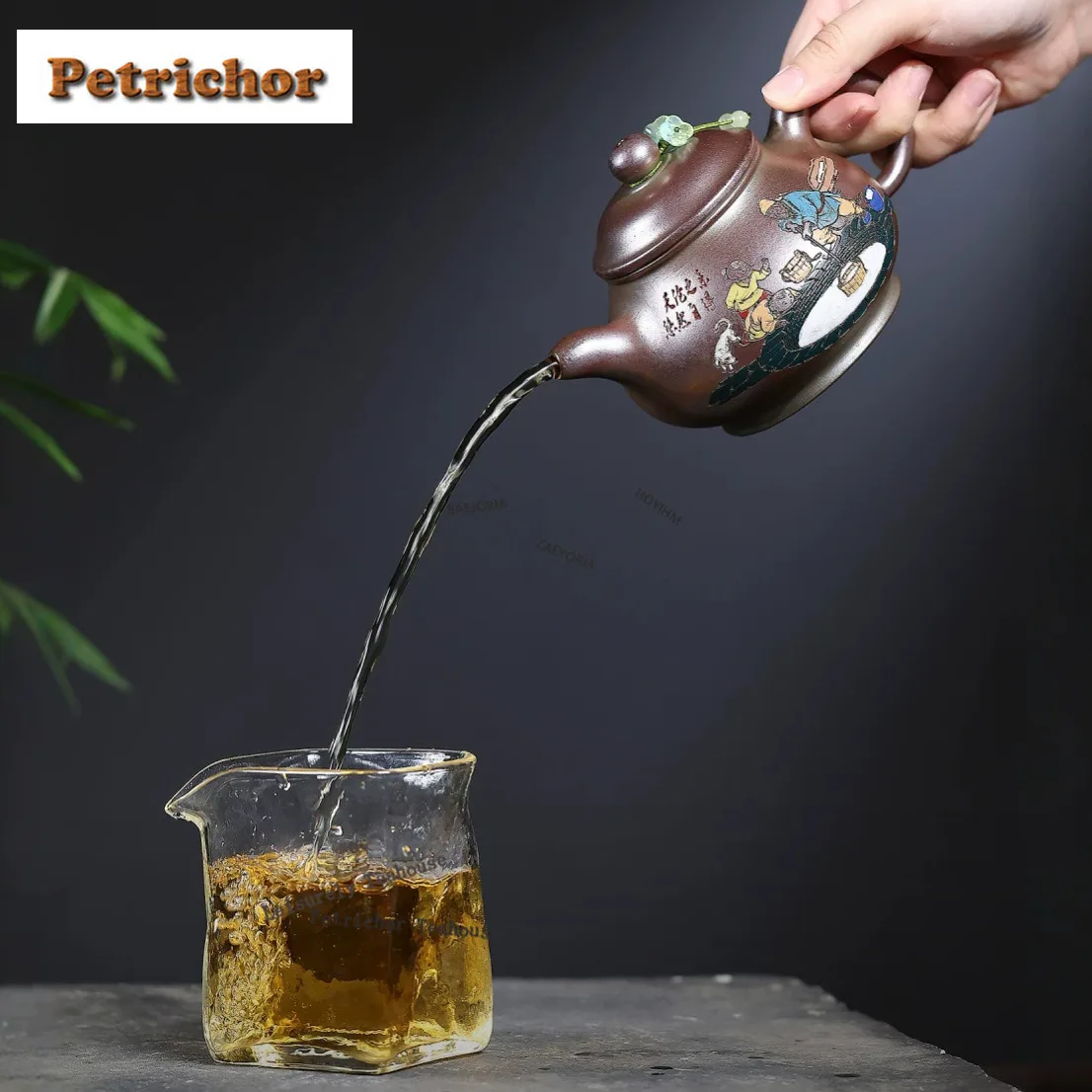 HOYIHM 340ml Authentic Yixing Purple Clay Teapots Handmade Pan Pot Raw Ore Glazed Gold Sand Mud Kettle With Filter Zisha Tea Set