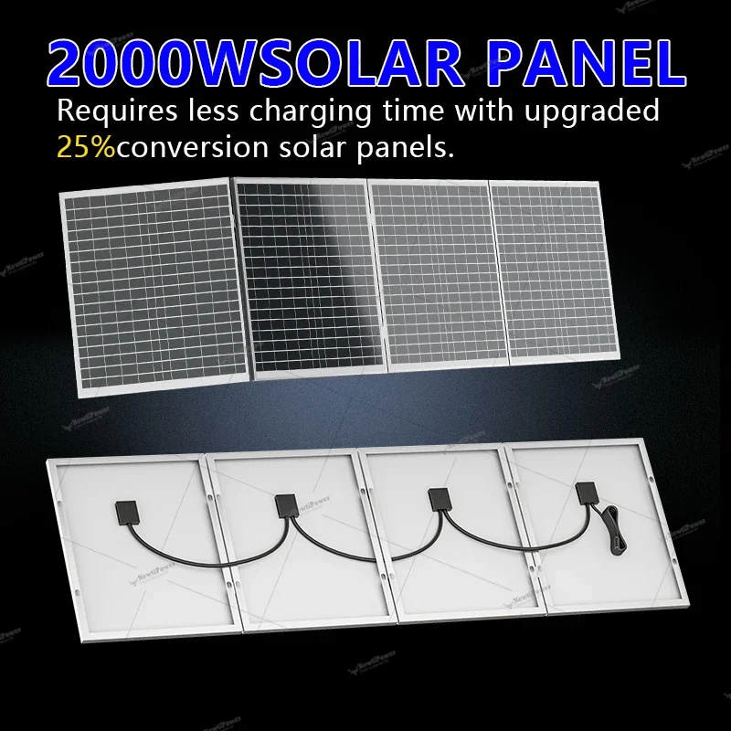 2000W Foldable Solar Panel 12V DC Charger with 100A Controller, Portable Solar Charger for RV, Camping, Phone & Car Use