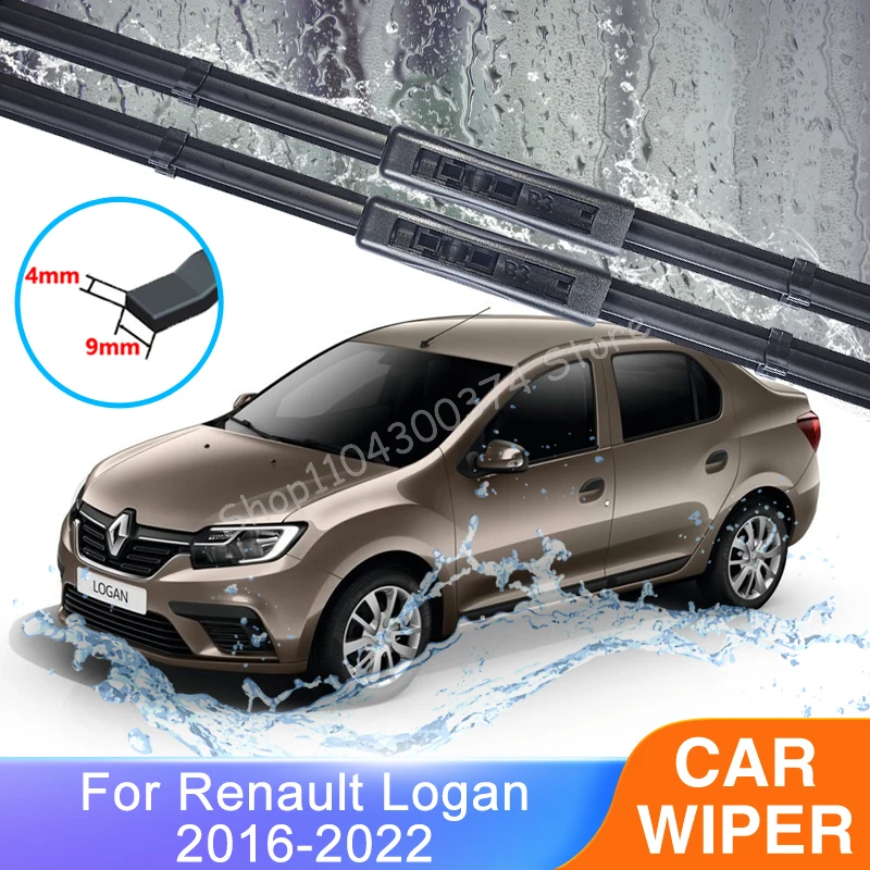 

For Renault Logan II III MK2 MK3 2016~2022 Windshield Windscreen Front Window Wiper Blades Cutter Boneless Frameless Rubber Car