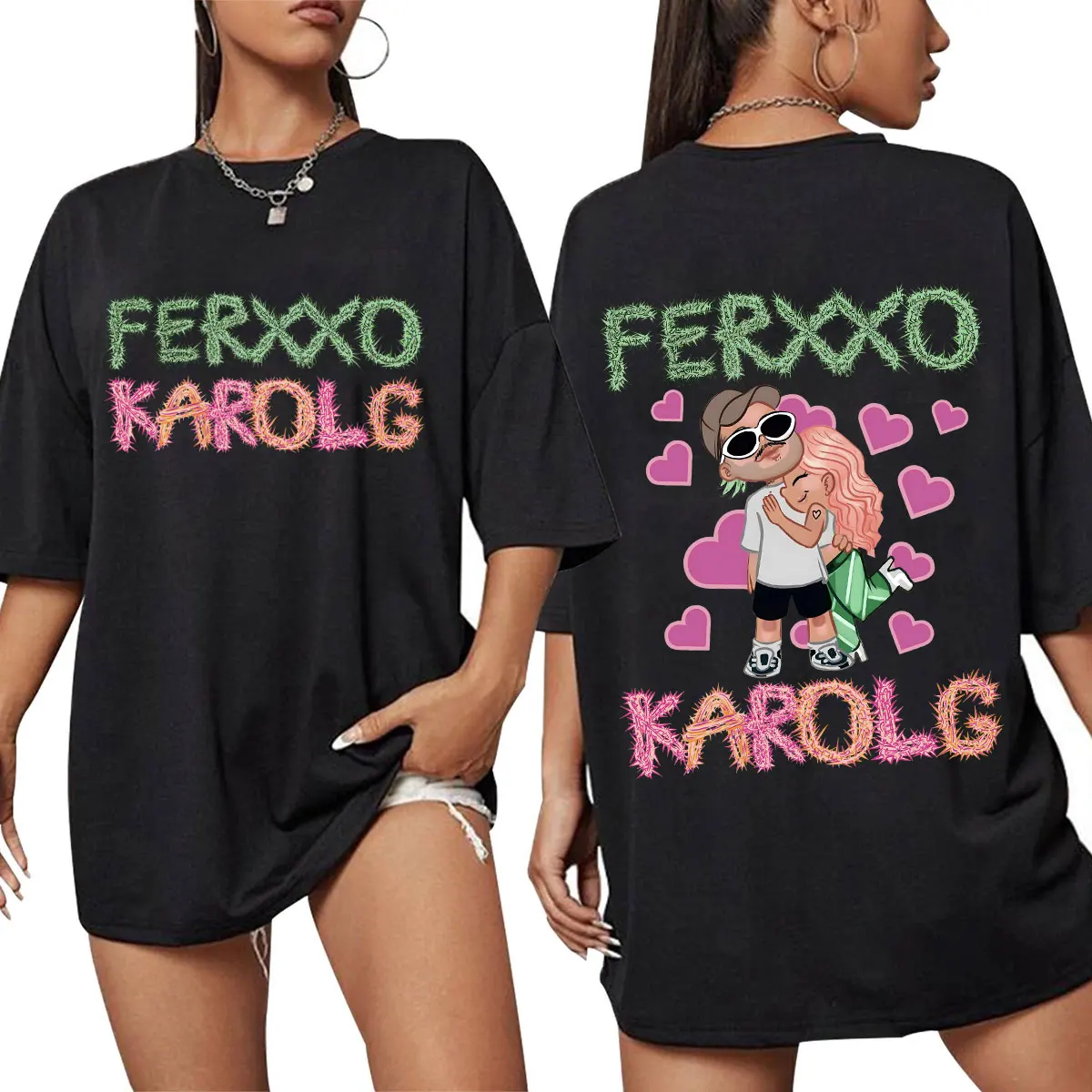 تي شيرت Karol G Feid Ferxxo جرافيك للرجال والنساء ملابس عصرية جمالية عتيقة تي شيرت غير رسمي 100% قطن كبير الحجم تي شيرت