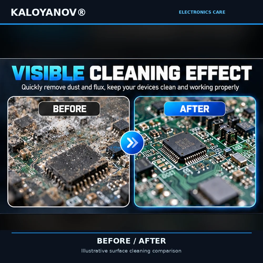 KALOYANOV 100ML PCB Cleaner Kit Circuit Board Cleaning Spray with Anti Static Brush Air Blower Tweezers Microfiber Cloth 3 Swabs
