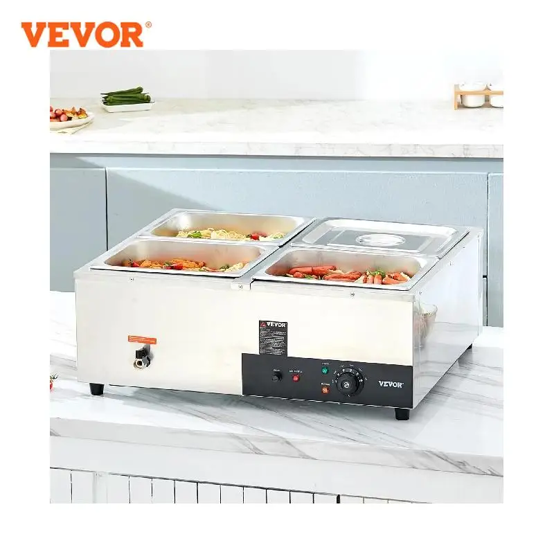 VEVOR 24/48QT Commercial Food Warmer w/Full 1/2 1/3 Size Pans  Stainless Steel Steam Table with Lid  Restaurant Buffet Set Favor