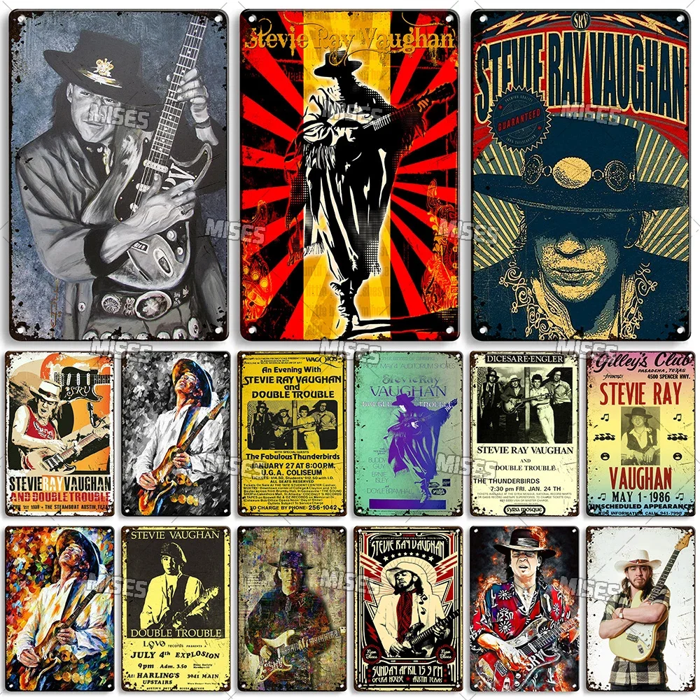 MISES SRV ملصق ستيفي راي فوغان معدن القصدير تسجيل البلوز لوحة معدنية لوحة الزخرفية رجل الكهف مقهى مقهى جدار علامة معدنية ملصق