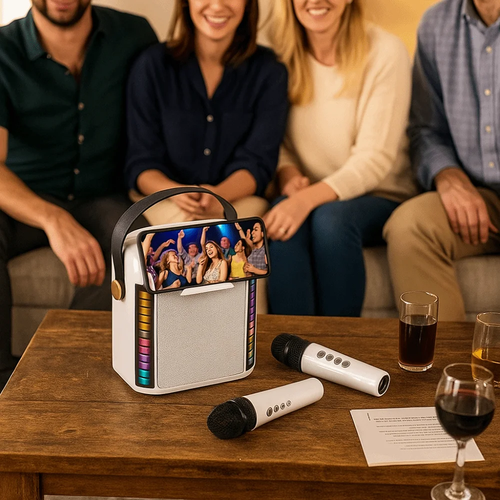 

High-power Wireless Bluetooth Speakers Home Theatre Reverberation System Sound Box 3D Stereo with Led Light Karaoke Machine
