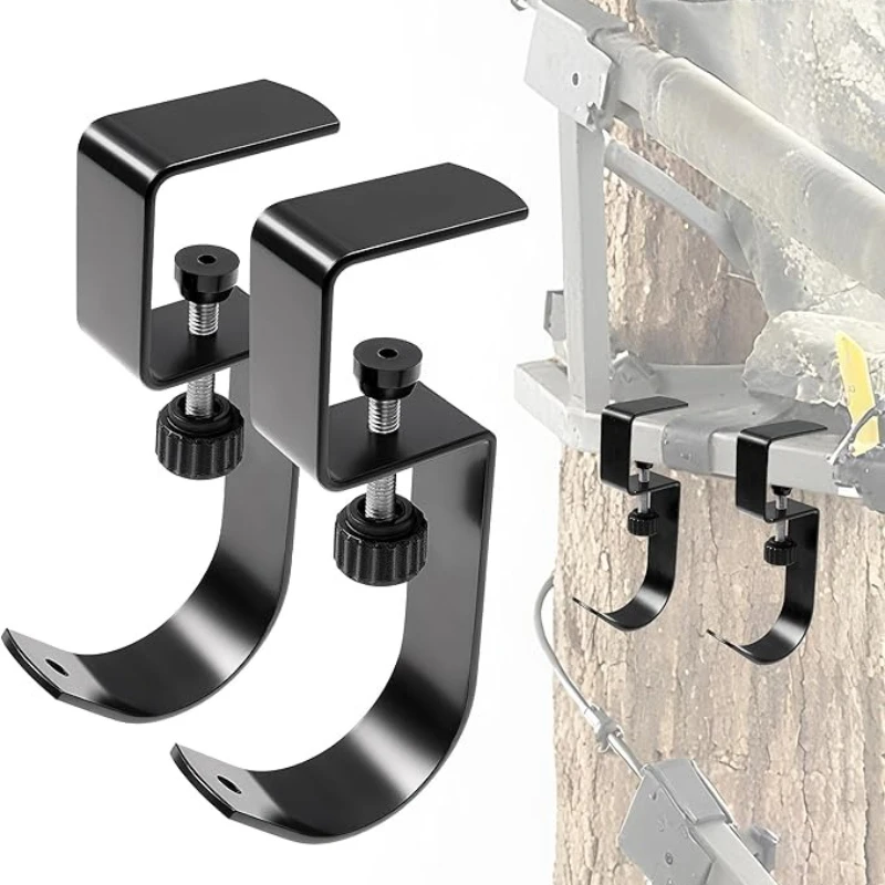 شماعات مقعد حامل شجرة الصيد المعدنية، شماعة تروس قابلة للتعديل لسهولة الخطاف على ملحقات حامل الأشجار للصيد #1