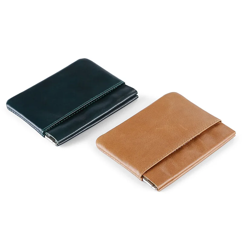 H22 5 Colors Genuien Leather Card Holder 2 Card Position Men's ID Card Purses Bank Card Mini Purse Mini Coin Purses For Male