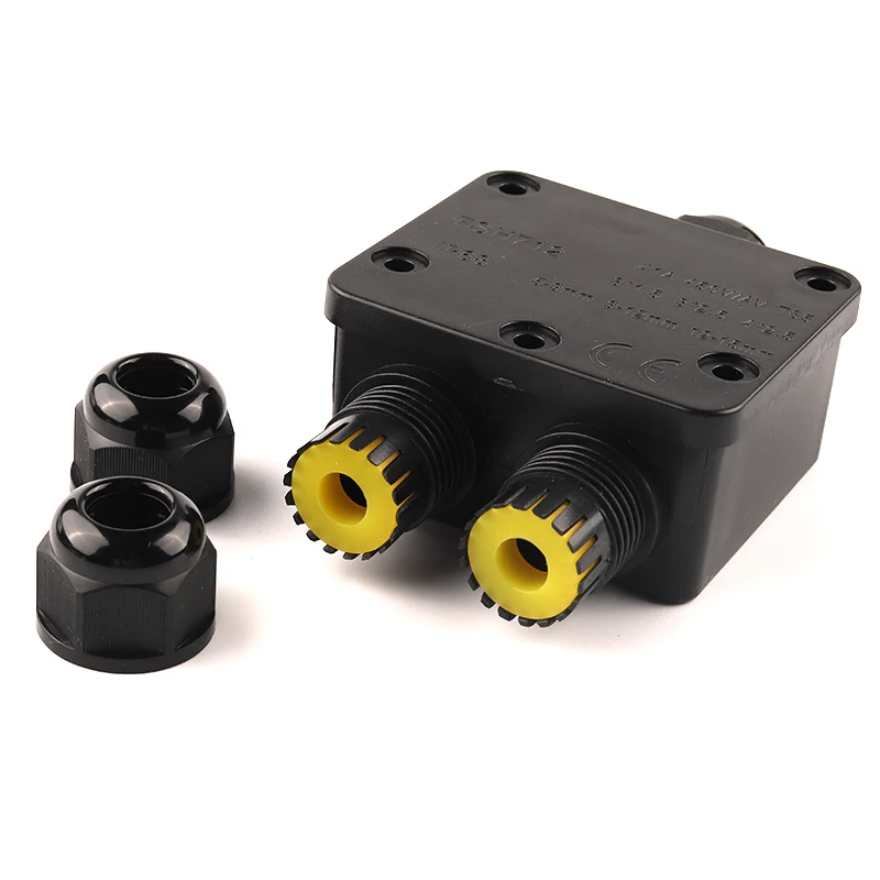 

2/3 Way IP68 Black Outdoor Waterproof Cable Electrical Junction Box 41A/450V with Terminals for Light Wiring Accessories