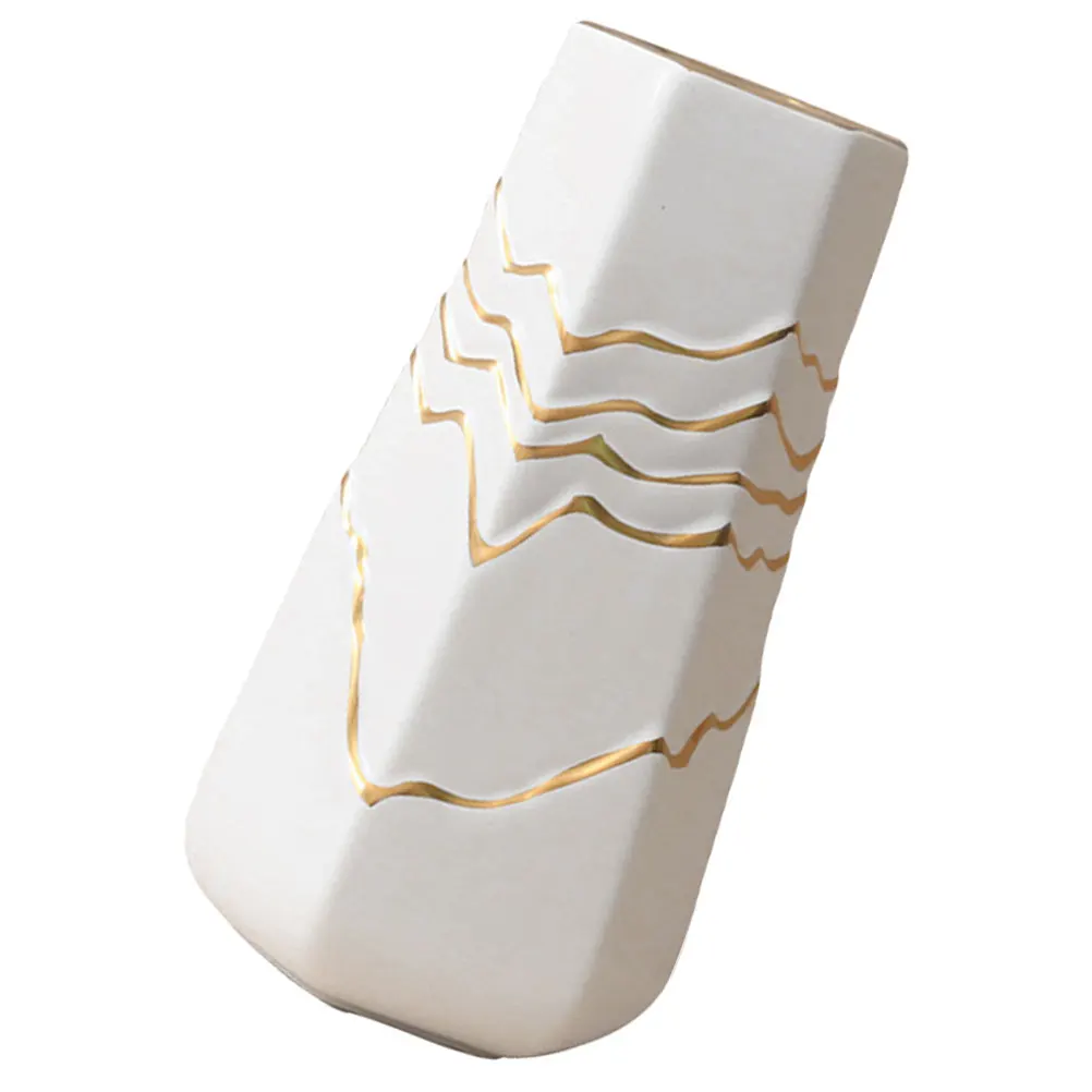 

1Pcs Ceramic Vase Electroplating Creative Flower Holder Flower Arrangement Vase Desktop Porcelain Ornament Desktop Ornament