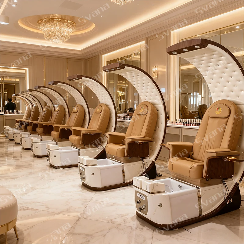 Custom.أثاث صالون الأظافر محطة مانيكير وباديكير بدون أنابيب كرسي باديكير حديث