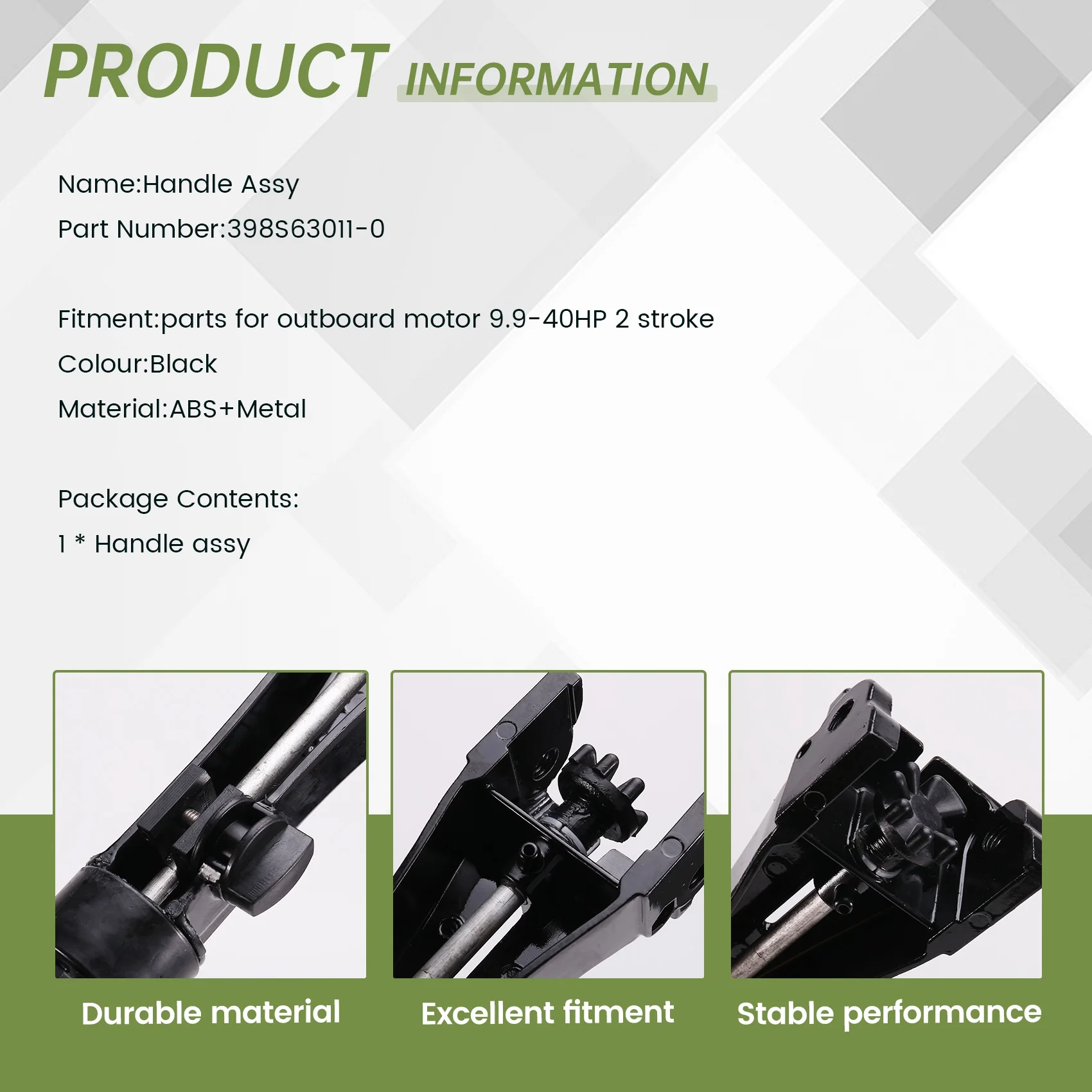 

398S63011 Handle Assy For Tohatsu 2 Stroke M9.9 M15 M18 25C 30A 35C M40C 9.9HP 15HP 18HP 25HP 30HP 35HP 40HP 398S63011-0-ABQA