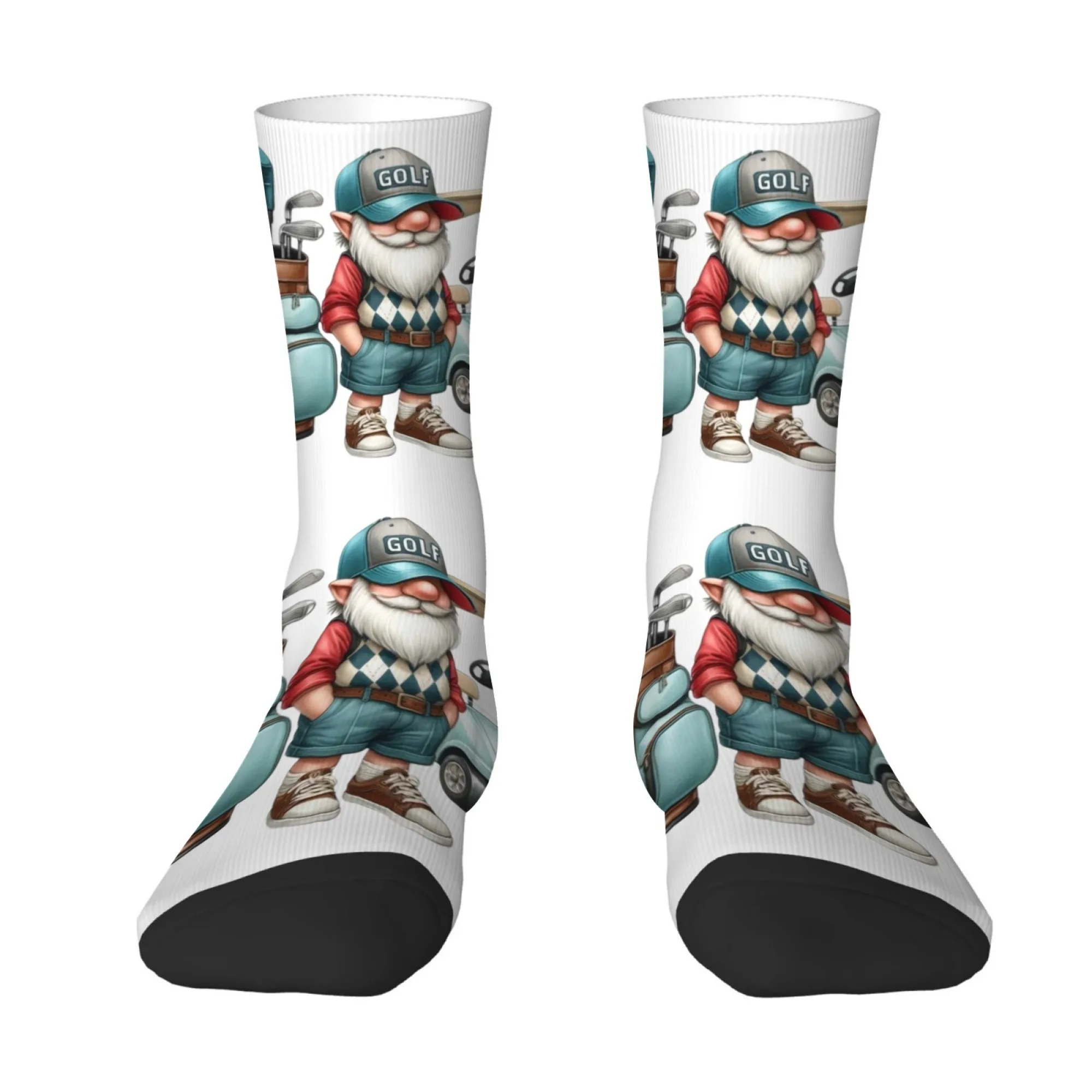 Fun Cartoon Golf Print Socks for Men Hip-hop Quirky Retro Harajuku Style Sports Socks Skin-friendly Non-slip and Soft Socks