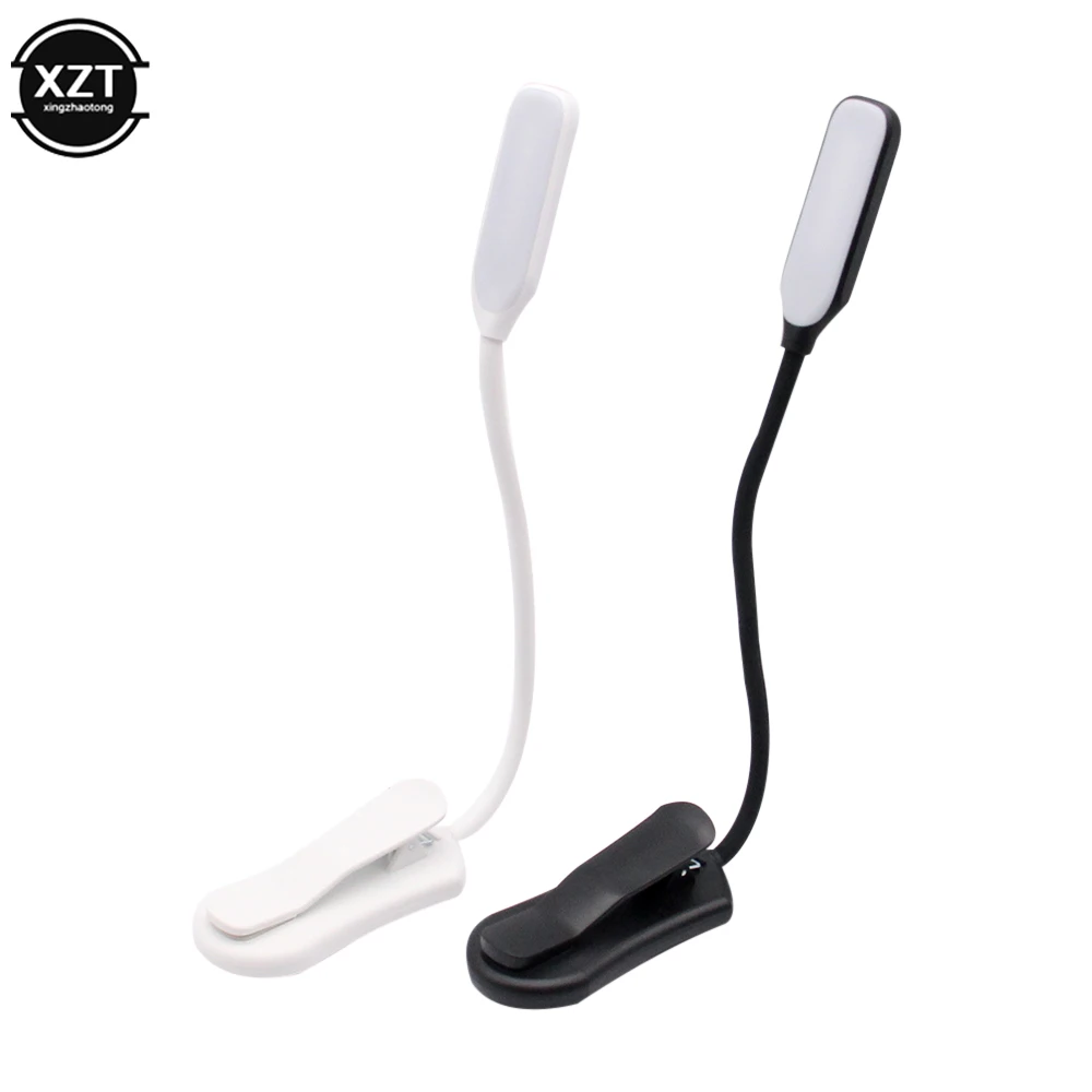 USB Rechargeable Book Light Mini 7 LED Reading Light 3-Level Warm Cool White Flexible Easy Clip Lamp Read Night Reading Lamp