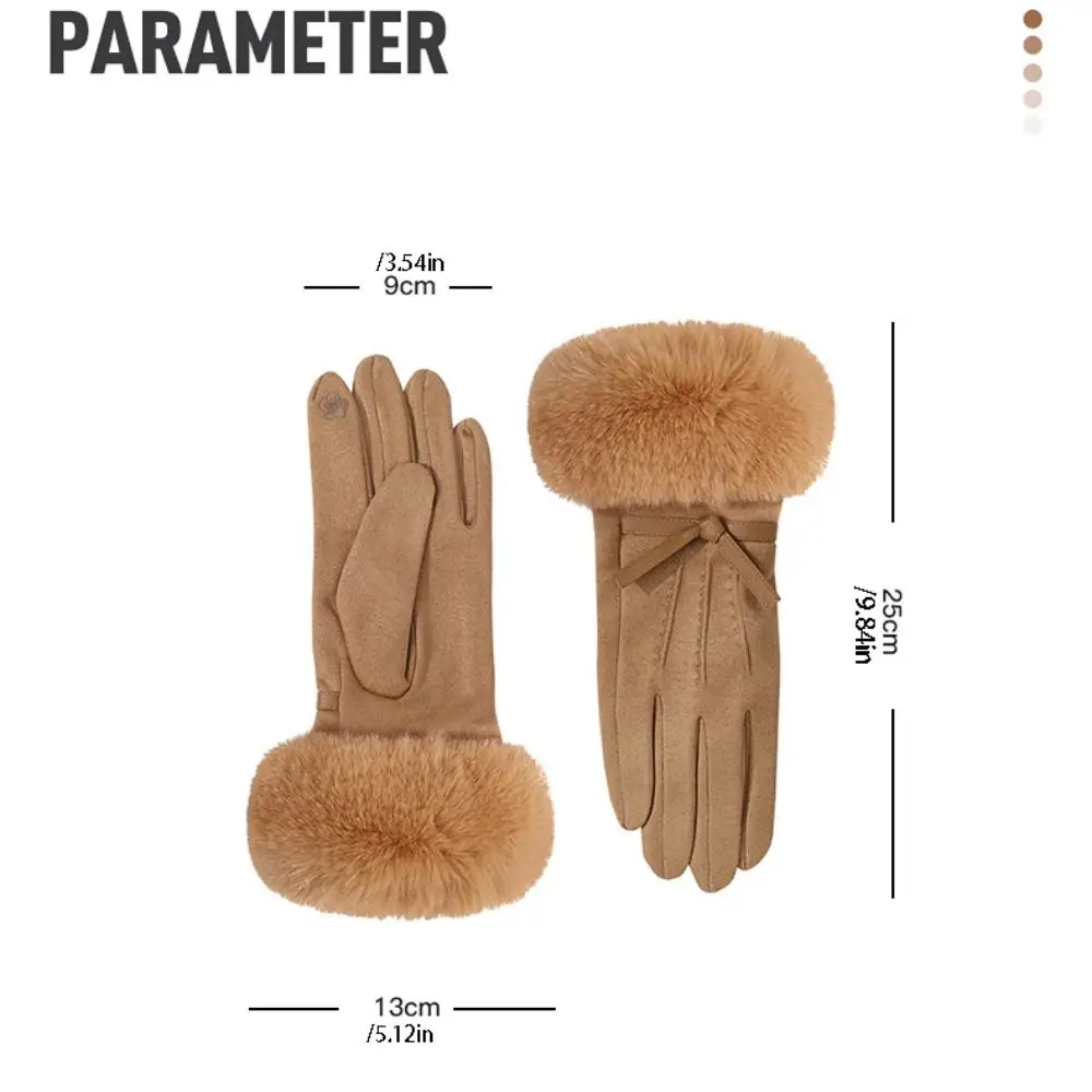 التزلج المخملية الشتاء الجلد المدبوغ قفازات القوس لينة بولي Leather قفازات جلدية بلون يندبروف النساء الدراجات القفازات الفتيات #6