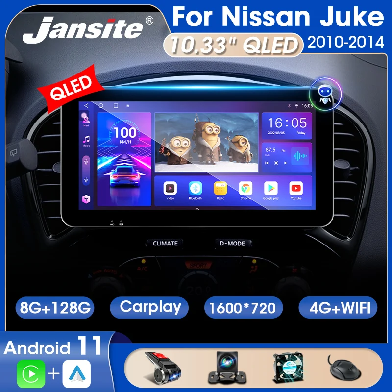 

Jansite 10.33" 2 Din Android 11 Car Radio For Nissan Juke YF15 2010-2014 QLED Screen Multimedia Video Player Carplay Autoradio