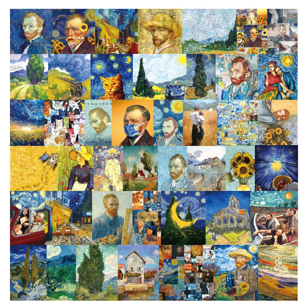 10/30/54pcs Van Gogh Art Oil Painting Aesthetic Stickers Classic Vintage Graffiti Decoration Decals for Phone Suitcase Scrapbook