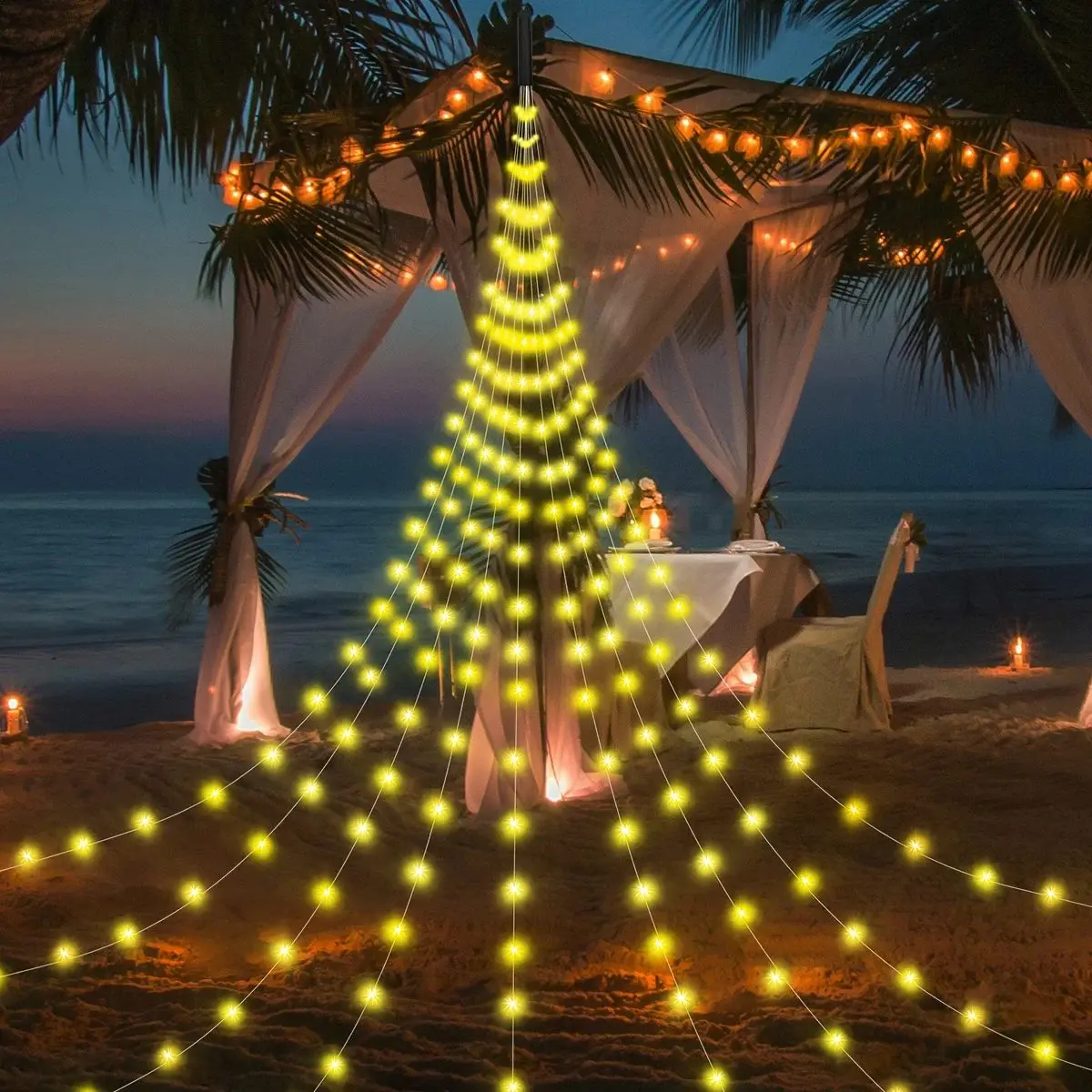 1 قطعة 180/270LED في الهواء الطلق عيد الميلاد سلسلة أضواء USB بالطاقة 8 طرق أضواء الشلال لساحة حفلة المنزل عطلة عيد الميلاد الديكور