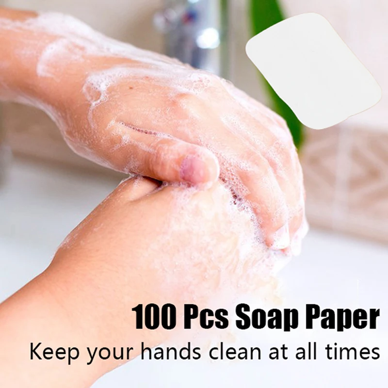 100pcs Portable Paper Cleaning Soaps Portable Hand Wash petal Soap Papers Scented Slice Washing Hand Bath Travel Scented Foaming