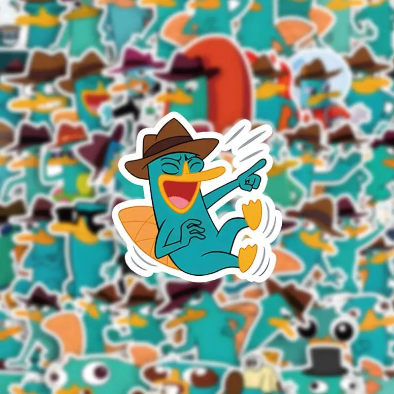 60Pcs Phineas and Ferb Perry The Platypus Stickers Kawaii Disney Cute Anime Girls Guitar Decoration Diy Stickers Accessories