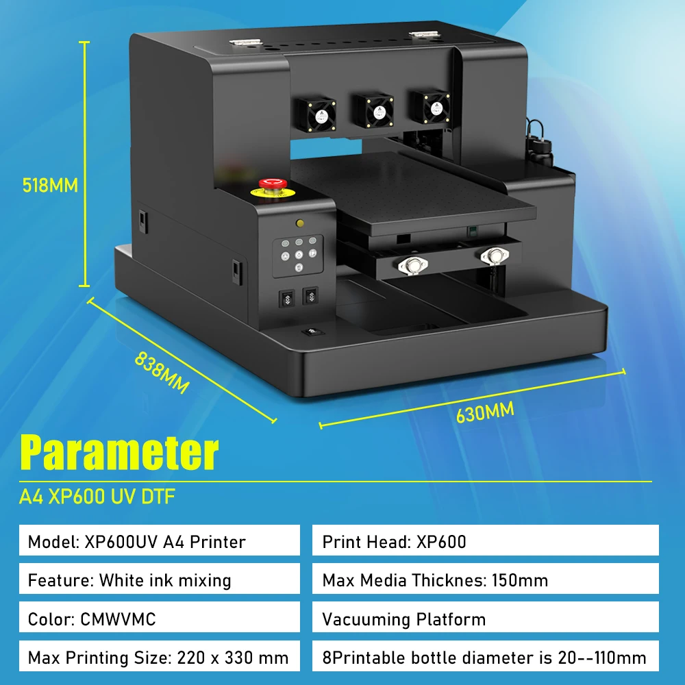 Imagem -02 - Impressora uv Dtf a4 Xp600 Impressora Plana Impressora de Transferência para Metal Acrílico Vidro Garrafa Máquina de Impressão uv Oyfame-a3