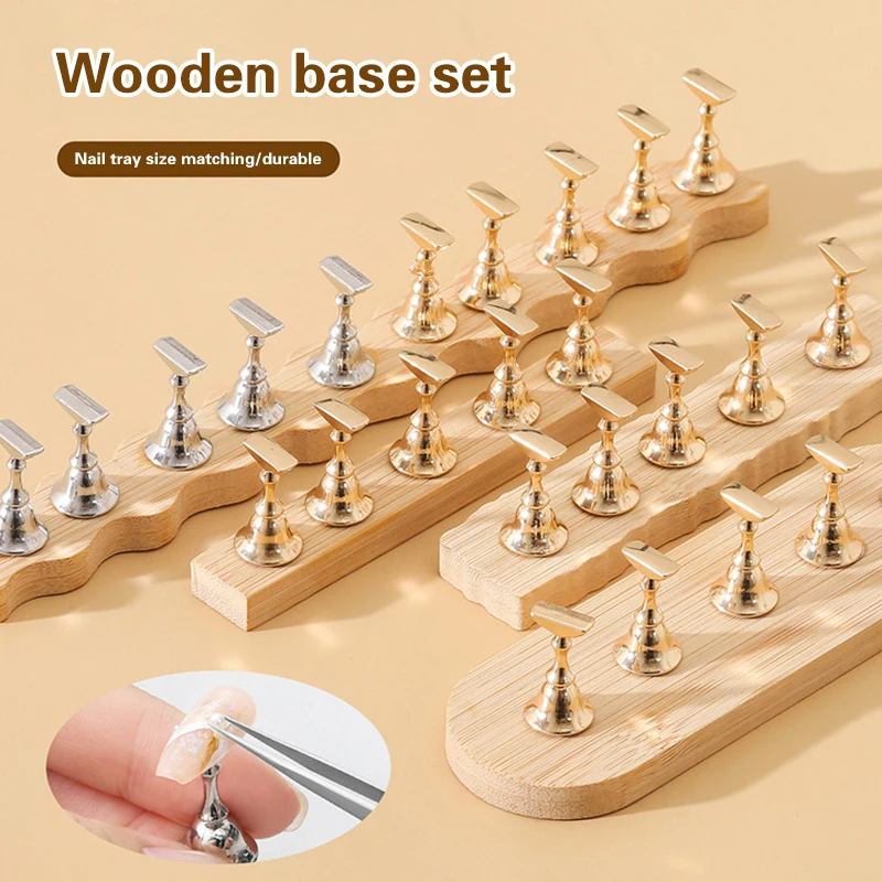 5/10Pcs Nail Holder False Nail Tip Practice Stand Wood/Crystal Base Holder Nail Art Display For Art Salon DIY & Practice Tools