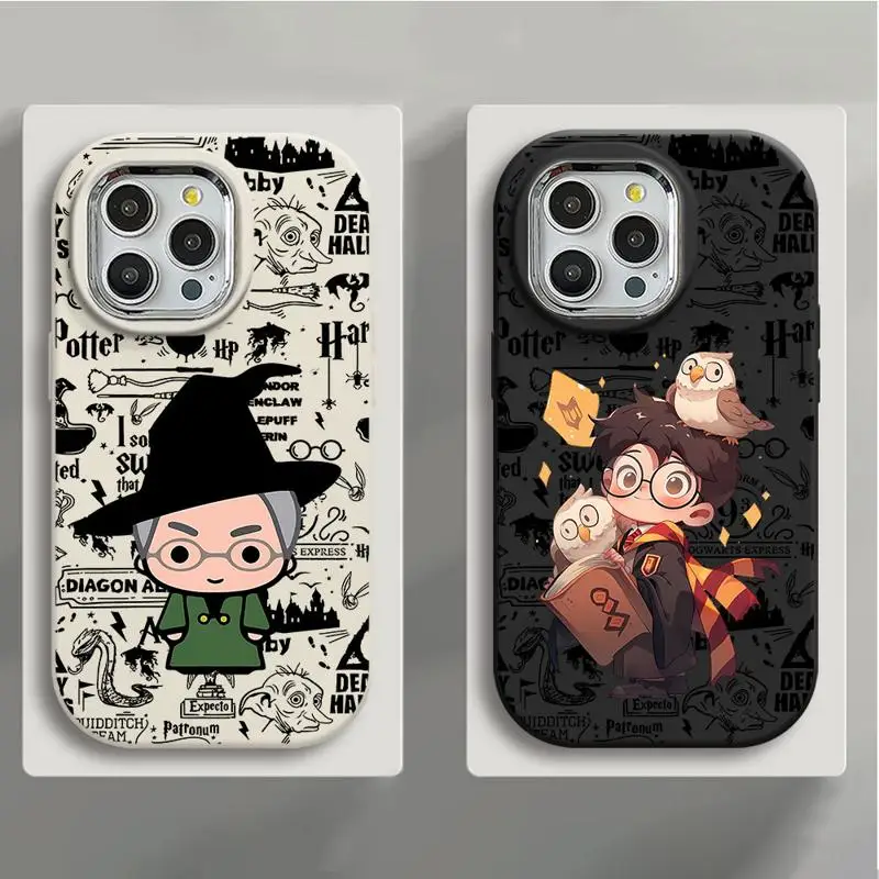 Cute Harry Potter Chibi Minerva McGonagall Chubby Phone Case for iPhone 15 14 Plus 13 12 11 Pro Max Shockproof Back Cover