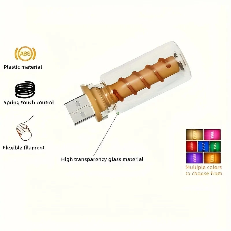 D2 شفافة الربيع اللمس عكس الضوء USB المزاج ليلة مصباح الرجعية نمط سيارة Led الإضاءة المحيطة السرير Usb أضواء ليلية المحيطة