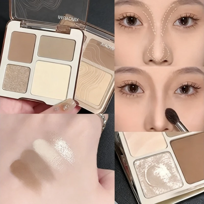 4 Color Makeup Highlighter Palette 3D Nose Contour Matte Face Cosmetic Beauty Tool