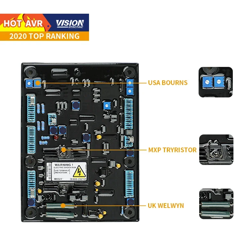 Mx321 AVR Generator Parts 3 Phase Voltage Regulator AVR MX321