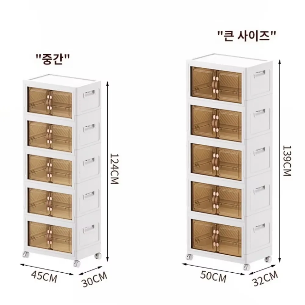 Folding Wardrobe Transparent Elevated Bedroom Storage Box Stackable Office Display Cabinet Removable Kitchen Organizer Cabinets