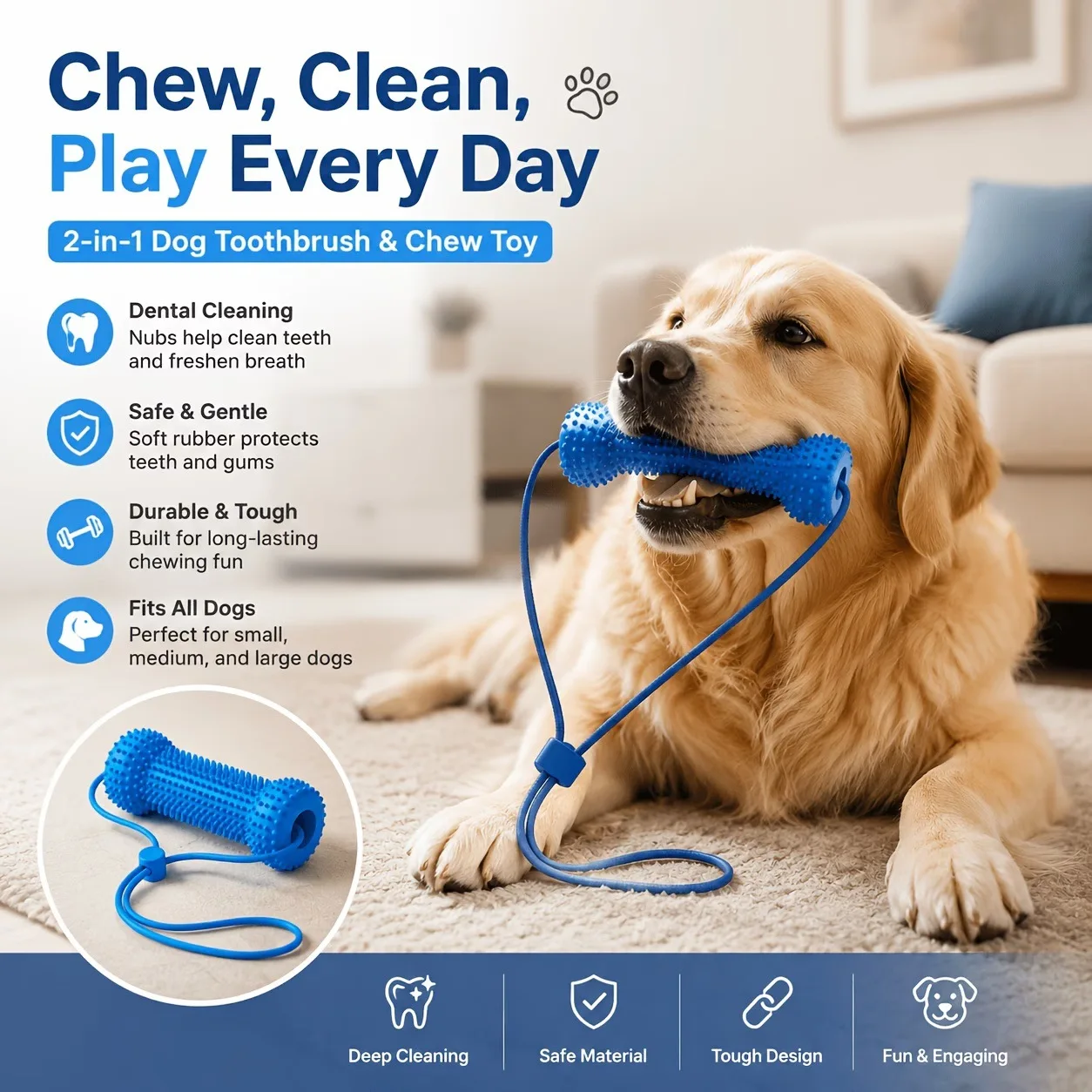 Pet Dog Tooth Cleaning Brush Dental Care Chew Stick Teeth Brushing Tool Oral Hygiene Plaque Removal Aid for Small Large Dogs