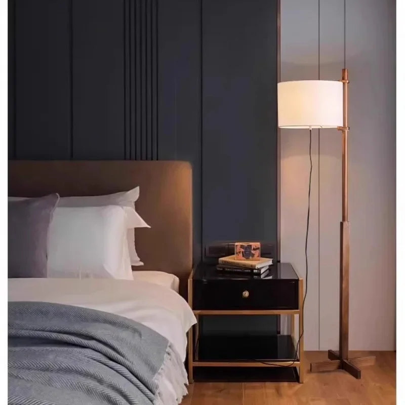 

Solid Wood Led Floor Lamp Living Room Sofa Side Standing Lamps Bedroom Bedside Lights Home Decoration Indoor Lighting Fixture