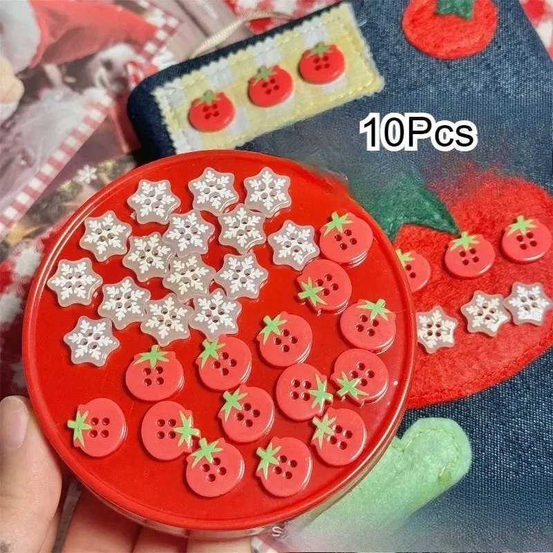 

10 шт., пластиковые пуговицы с помидорами и снежинками, детское пальто, кардиган, декор «сделай сам», пуговицы для девочек, детская одежда, швейные аксессуары, милый мультфильм