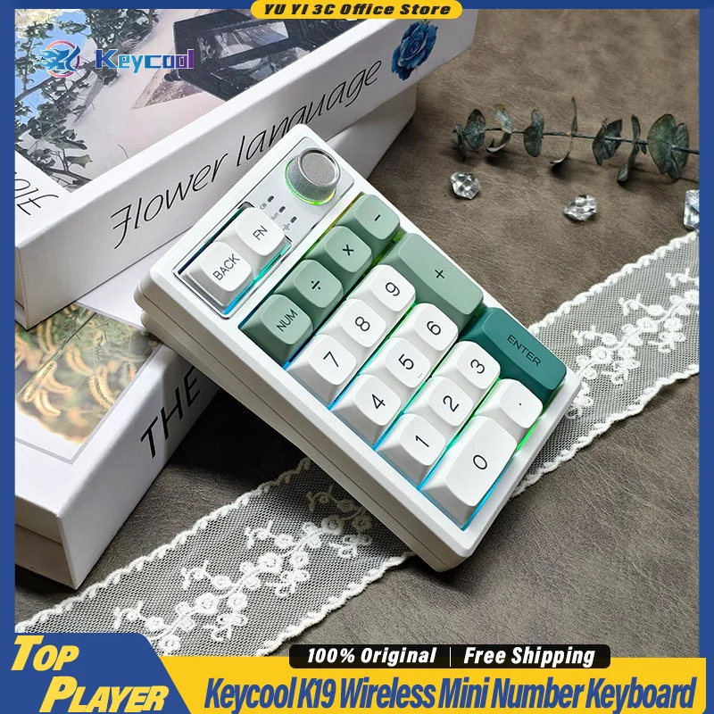 

Kcool K19 Wireless Mechanical Numeric Keypad 3 Mode BT 5.0 2.4G Type C Gasket Structure RGB Backlit Hot Swappable PBT Keycaps