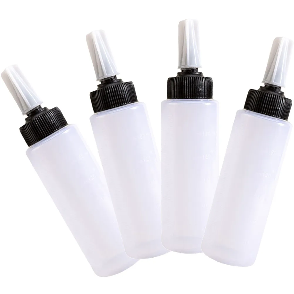 4Pcs Hair Coloring Bottle Refillable Squeeze Applicator Bottles for Salon Home DIY Hair Dyeing Tattoo Lab Cleaning Professional