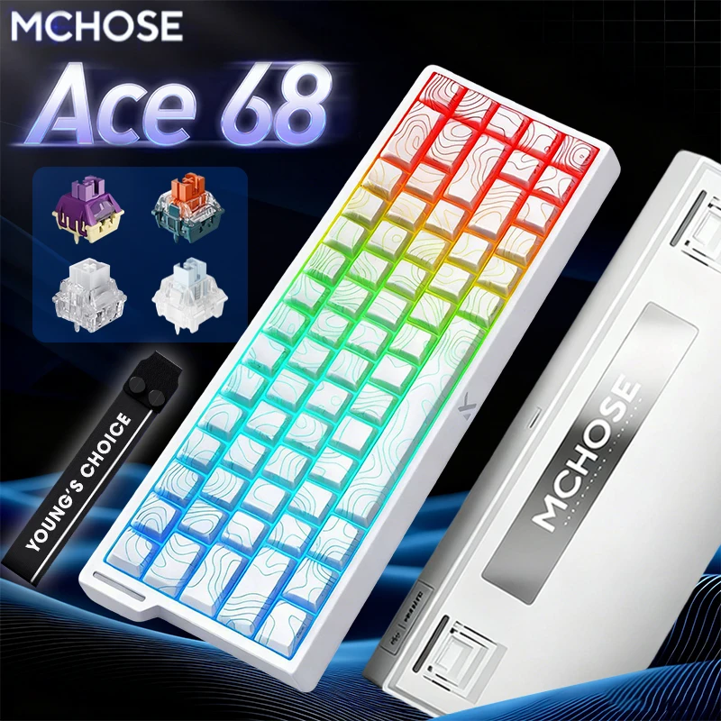 

MCHOSE ACE 68 с магнитным переключателем, игровая клавиатура с эффектом Холла, быстрый триггер, программируемая RGB 8 КГц, клавиатура DKS/MT/TGL/RS/SOCD