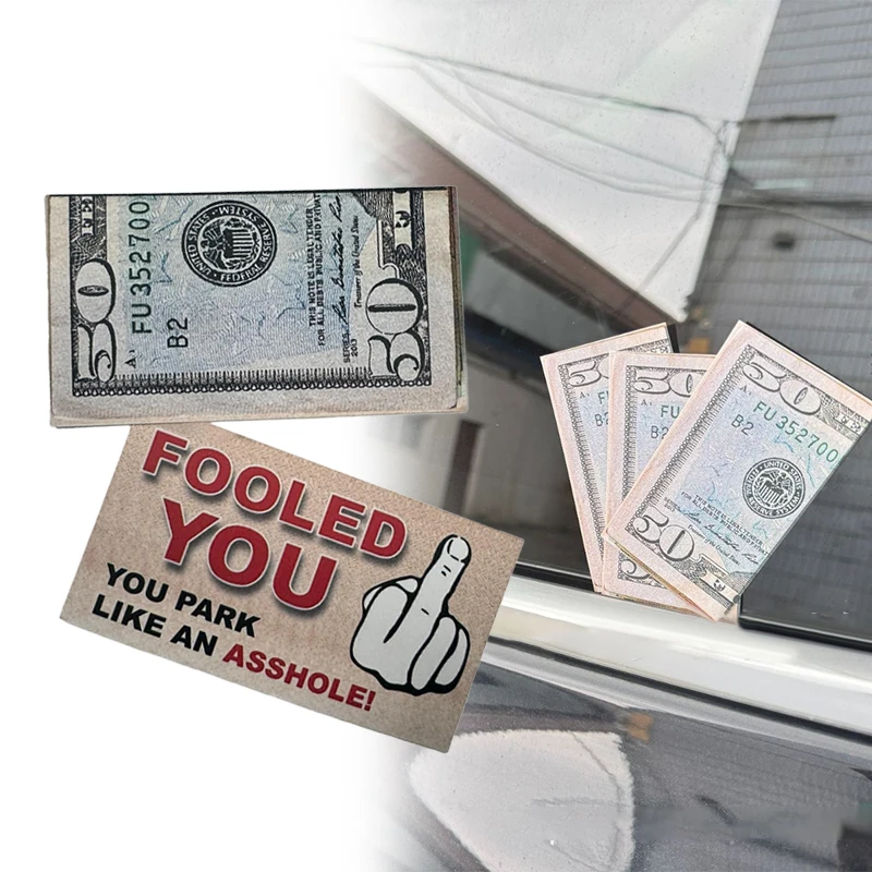 Tarjetas de broma de estacionamiento, 200/50 Uds., miran un dinero de $50 a distancia, entradas falsas divertidas, tarjetas de estacionamiento defectuosas, tarjetas de Humor portátiles