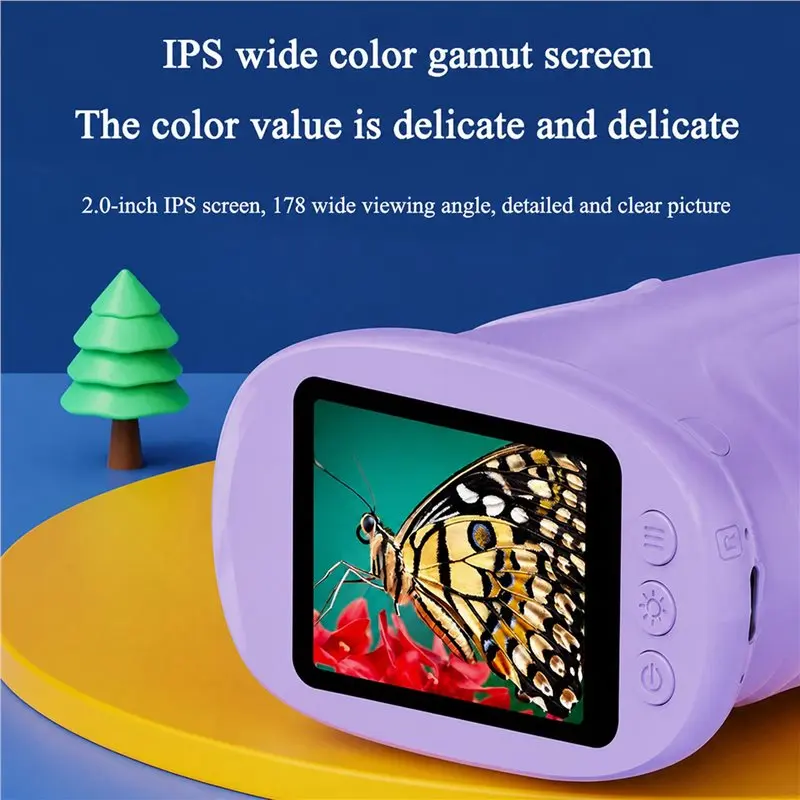 KYCOR-2 Set Handheld Microscope For Kids With 2In HD Screen 50-1000X Pocket Microscope Educational Birthday Gift Purple
