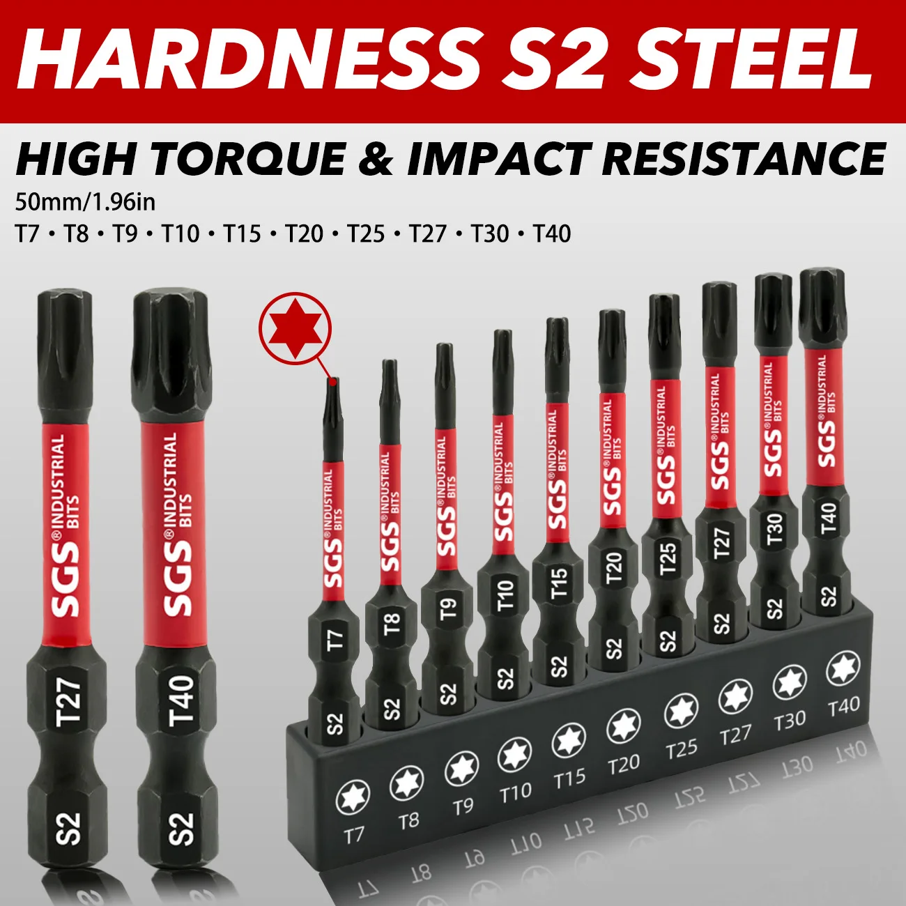 Conjunto de Bits Torx de 10/11 Peças 50/25/100mm T7-T40, Gama Completa de Tamanhos, Aço S2 com Amortecimento Magnético de Torque, Acessórios para Reparo