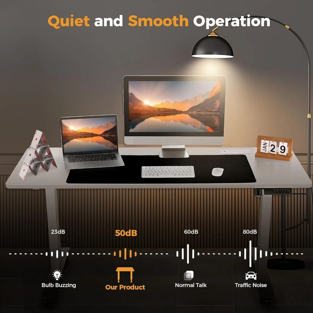 Mesa curvada ergonômica de altura ajustável, 48 "x 24", para escritório doméstico e estação de trabalho de computador