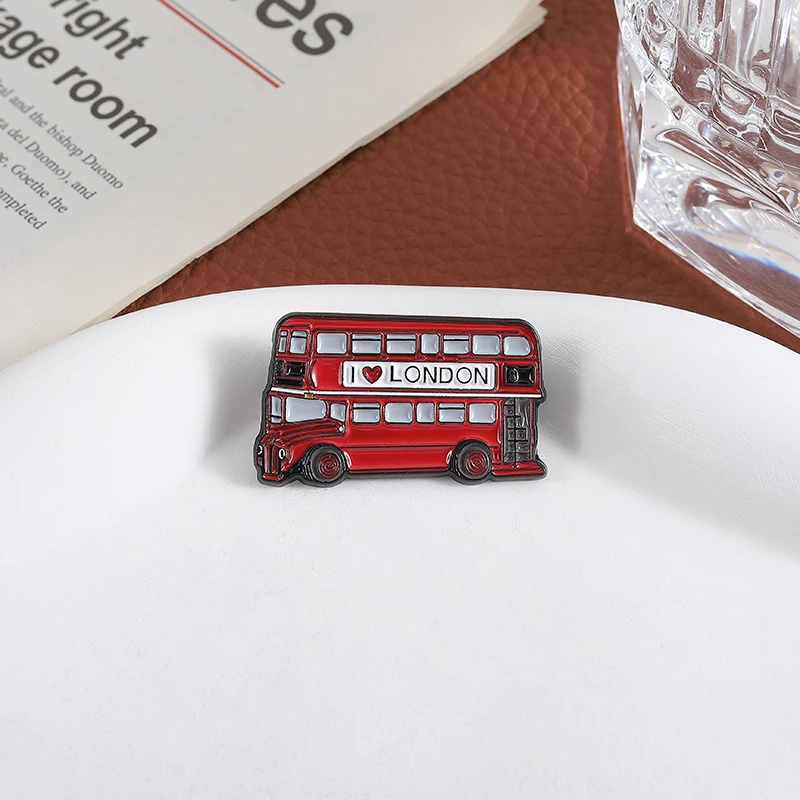 I Heart London-Alfileres esmaltados, broche rojo de dos pisos para autobús, insignia, mochila, Pin de solapa, accesorios, regalo para amigos