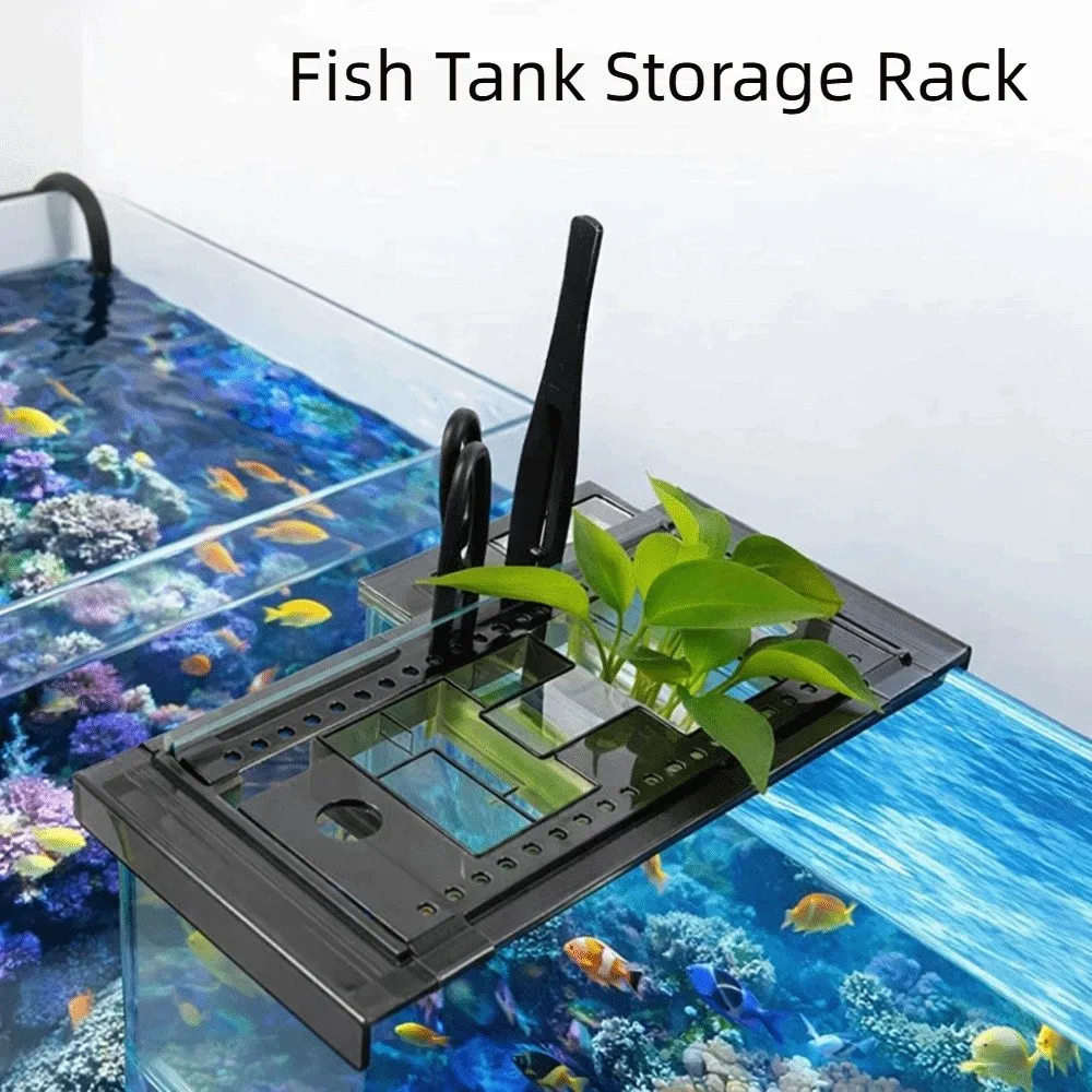

Green Plant Tray Adjustable Fish Tank Storage Rack Punch-free Durable Hydroponic Plant Tray Aquarium Storage Rack Fish Tank Top