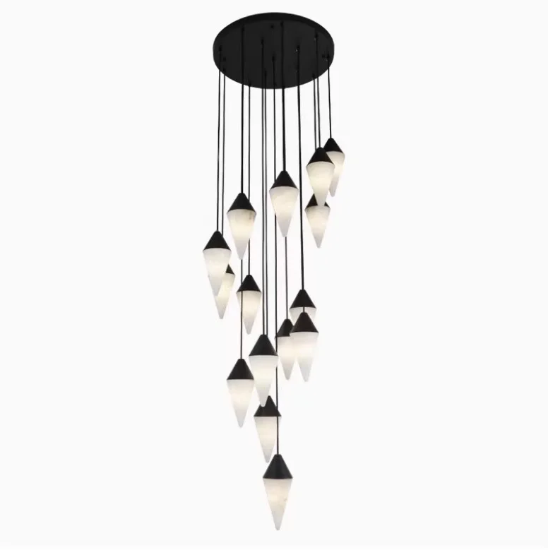 

BOSSEN Modern Nordic Marble Chandelier Dimmable Brass Design Conical Customizable size Three-Color Change for Villa Living Room