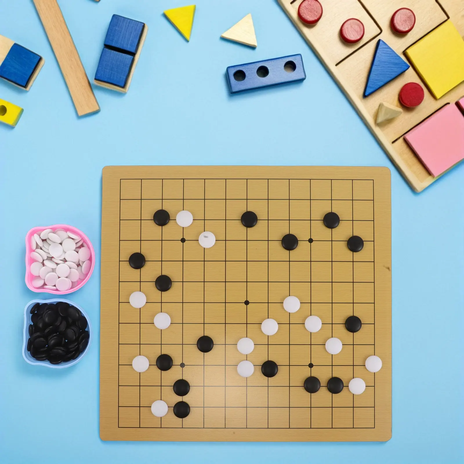 Juego de ajedrez para niños, diseño de oso bonito, doble superficie, rejillas de 9x9 y 13x13, juego de estrategia de aprendizaje para niños, ligero, divertido para viajar