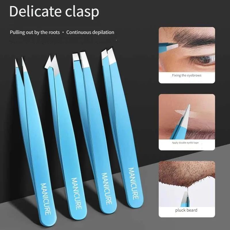 2/4 قطعة ملقط الحاجب الملونة الشعر الجمال غرامة الشعر مجتذب الفولاذ المقاوم للصدأ مائل العين الحاجب كليب إزالة أدوات ماكياج
