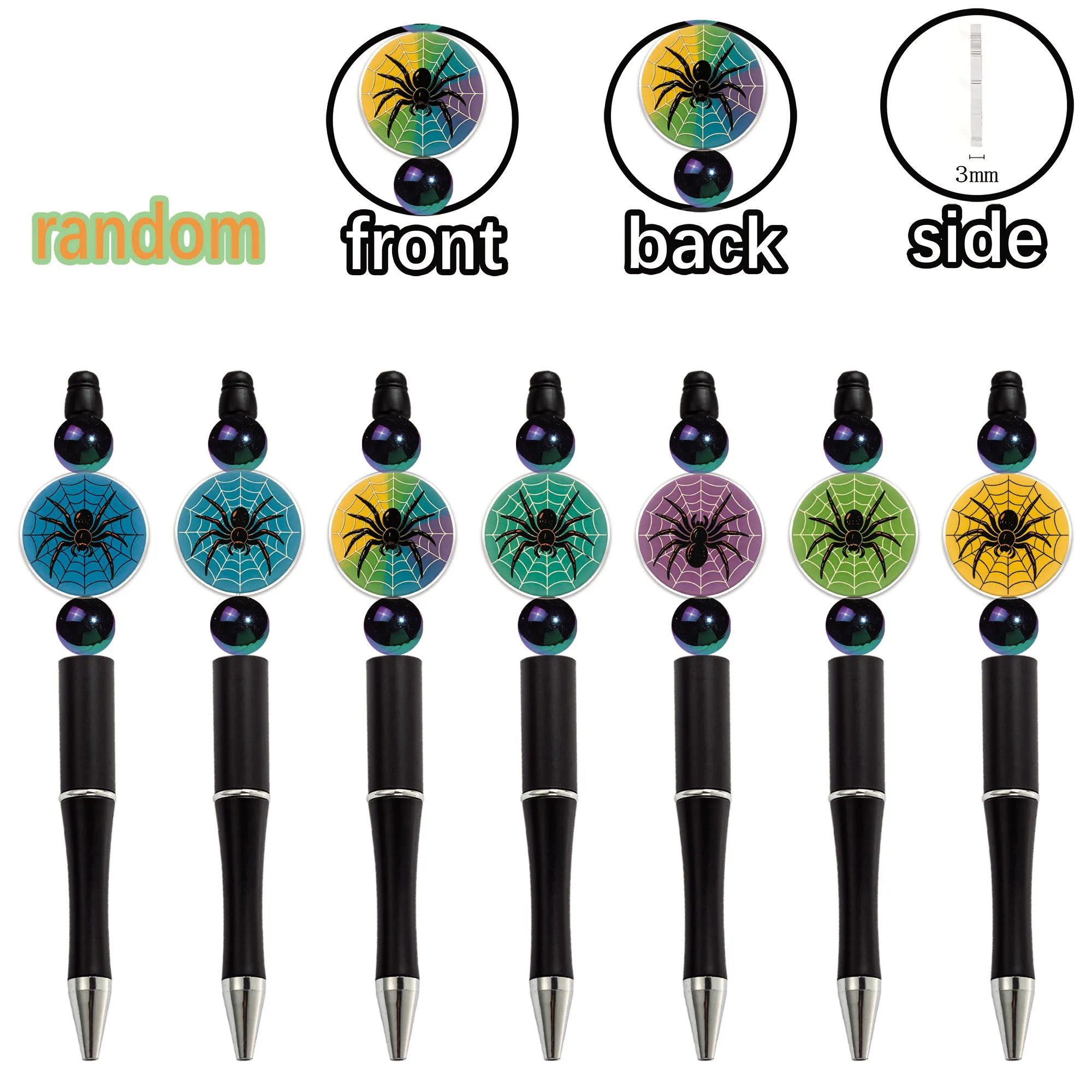

12 pieces of smooth ballpoint pens, rotatable spider signature pens, patterned random gift pens