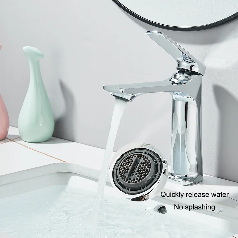 

Chrome Modern Bathroom Sink Hot & Cold Faucet Single Handle Deck Mounted Wash Basin Hot Water Faucet Mixer