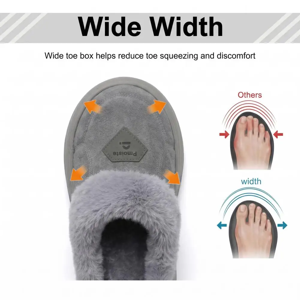 Breit geschnittene Herren-Hausschuhe mit Fußgewölbestütze, EVA-Wildleder-Patchwork, weich und bequem, mit Memory-Schaum-Polsterung. – Detail 6