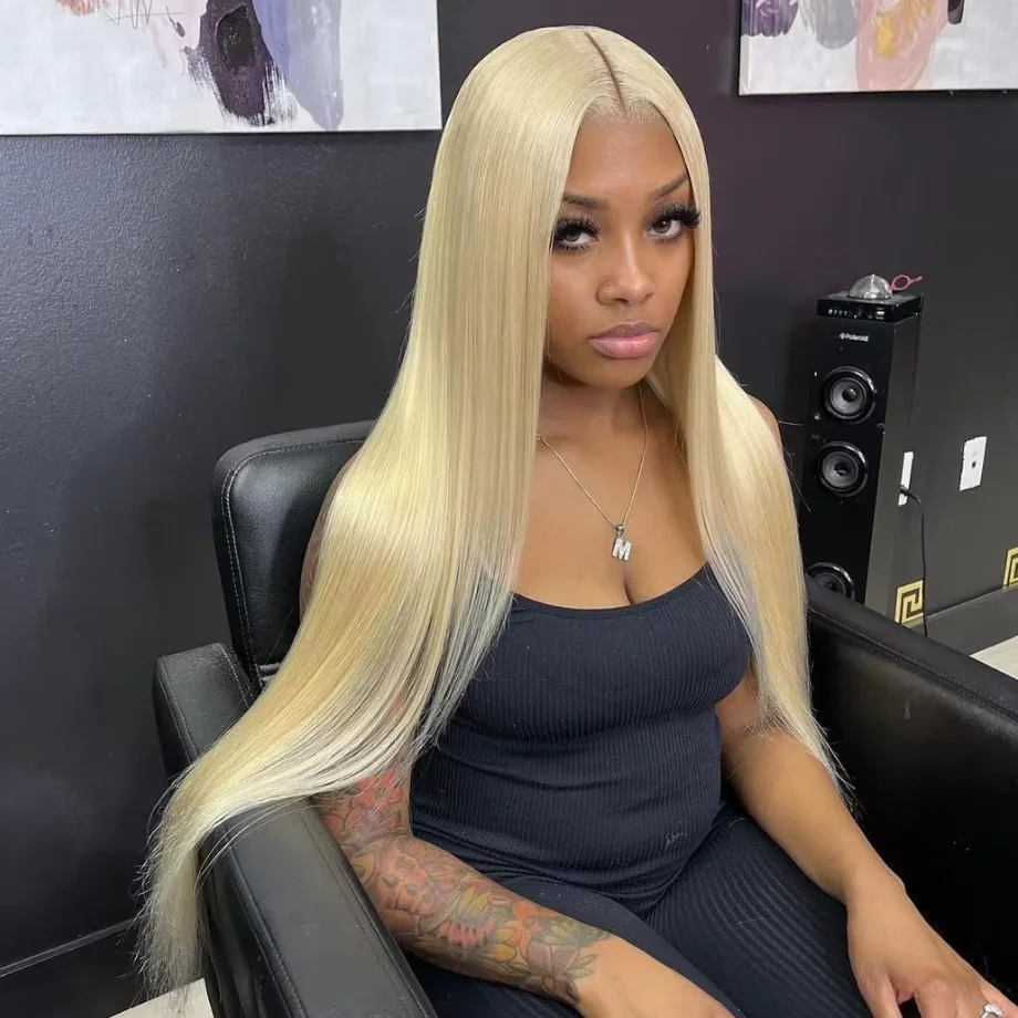 Gerade 613 Blonde Perücke Brasilianisches Haar 13x4 Spitze 13x6 Spitze Echthaar Perücke HD Spitze Frontal Perücke Frontal Perücke 36 Zoll Perücke Für Frauen